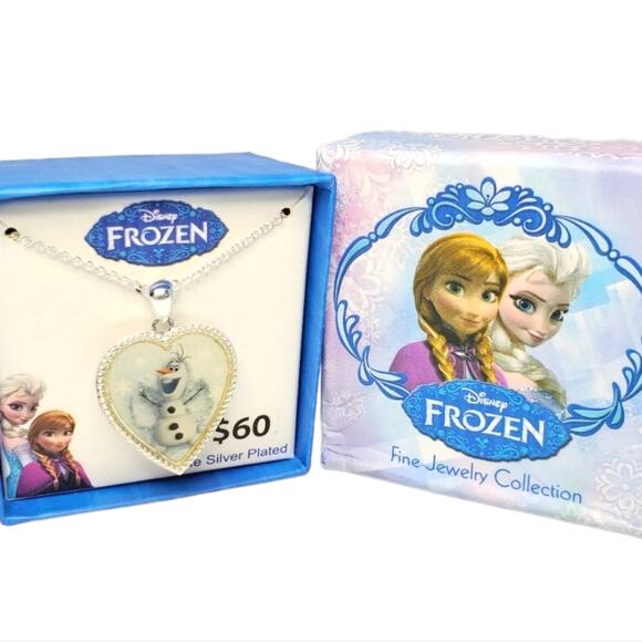 Disney Frozen Olaf Fine Silver Plated Necklace Pendant NIP - Picture 2 of 8
